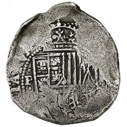 Potosi, Bolivia, cob 8 reales, (1650-1)O, with crowned-arms countermark on cross side, ex-Jones (Pla