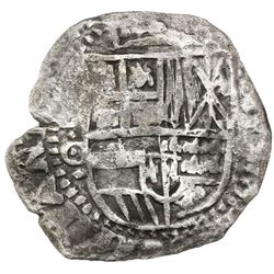Potosi, Bolivia, cob 8 reales, 1650O, with crowned-L countermark on cross side, ex-Armstrong.
