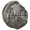 Image 2 : Potosi, Bolivia, cob 8 reales, 1651E, crowned-dot-F-dot countermark (four dots) on shield.