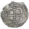 Image 1 : Potosi, Bolivia, cob 8 reales, 1652E post-transitional (Transitional Type VIII/B), 1-PH-6 at top.