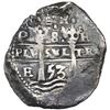 Image 2 : Potosi, Bolivia, cob 8 reales, 1653E, dot-PH-dot at top, ex-Armstrong.