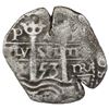 Image 2 : Potosi, Bolivia, cob 4 reales, 1653E, dot-PH-dot at top.