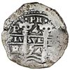 Image 2 : Potosi, Bolivia, cob 4 reales, 1654E, dot-PH-dot at top, ex-Armstrong.