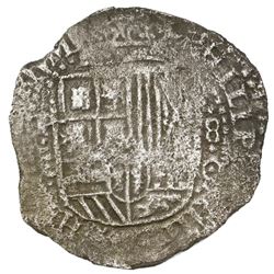 Potosi, Bolivia, cob 8 reales, (16)51O, with crowned-L countermark on cross.