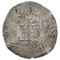 Potosi, Bolivia, cob 8 reales, 1653E, four-digit date below cross.