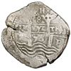 Image 2 : Potosi, Bolivia, cob 8 reales, 1653E, dot-PH-dot at top.