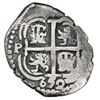 Image 1 : Potosi, Bolivia, cob 1 real, 1652E, post-Transitional (McLean Type VII), 1-PH-6 at top.