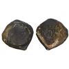 Image 1 : Clump of two Mexican silver cobs (one 8R and one 4R), probably both Philip V, uncleaned as found, ex