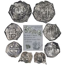 Denomination set of four Potosi, Bolivia, cob 8, 4, 2 and 1 reales (1698F, 1702Y, 1688VR and 1690VR