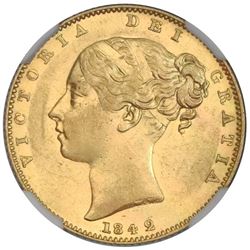 Great Britain (London, England), gold sovereign, Victoria (young head), 1842, NGC AU 50 / SS New Yor