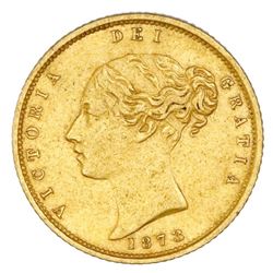 Great Britain (London, England), gold half sovereign, Victoria (young head), 1873, die 246.