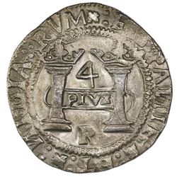 Mexico City, Mexico, 4 reales, Charles-Joanna, "Early Series," assayer R (Latin) at bottom between p