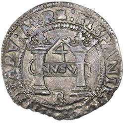 Mexico City, Mexico, 4 reales, Charles-Joanna, "Early Series," assayer R (Latin) at bottom between p