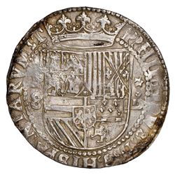 Lima, Peru, cob 8 reales, Philip II, assayer Diego de la Torre, P-8 to left, *-oD to right, NGC AU 5