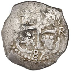 Lima, Peru, cob 8 reales, 1687R, ex-Portola.