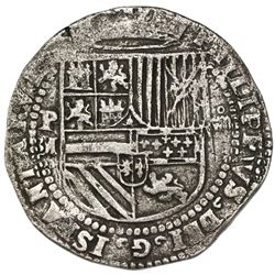 Potosi, Bolivia, cob 8 reales, Philip II, assayer M to left, very rare, ex-Atocha Research Collectio