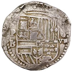 Potosi, Bolivia, cob 8 reales, Philip II, assayer B (4th period), ex-Jones.