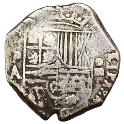 Potosi, Bolivia, cob 4 reales, Philip II, assayer A.