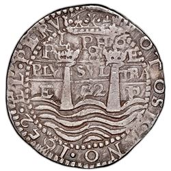 Potosi, Bolivia, cob 8 reales Royal (galano), 1652E post-Transitional (Transitional Type VIII/B), 1-