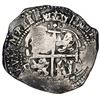 Image 2 : Potosi, Bolivia, cob 8 reales, 1657E, pomegranate above cross.