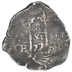Potosi, Bolivia, cob 8 reales, 1672E.