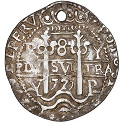 Potosi, Bolivia, cob 8 reales Royal (galano), 1725Y, Louis I, king's ordinal PRIMERO, very rare, NGC