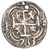 Image 2 : Potosi, Bolivia, cob 1 real Royal (galano), 1733E, retrograde E to right of cross, extremely rare, N