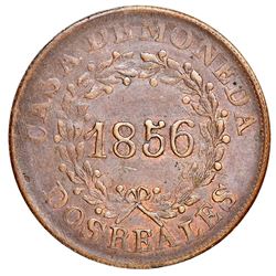 Buenos Aires, Argentina, 2 reales, 1856, NGC MS 62 BN, finest known in NGC census, ex-O'Brien.