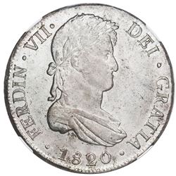Potosi, Bolivia, bust 8 reales, Ferdinand VII, 1820PJ, NGC MS 64, "top pop."