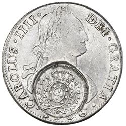Brazil (Minas Gerais), 960 reis counterstamp (1809, Joao Prince Regent) on a Potosi, Bolivia, bust 8