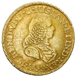 Popayan, Colombia, gold bust 2 escudos, Ferdinand VI, 1759J, NGC VF 30, ex-Jones.
