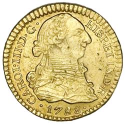 Popayan, Colombia, gold bust 1 escudo, Charles III, 1788SF.