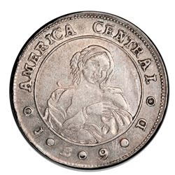 Costa Rica, 1 real, 1849JB,  Madonna and child  issue, PCGS AU55.