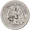 Image 1 : Cuba, 25 centavos, short key incuse countermark (1872-77) on a Mexico City, Mexico, 25 centavos, 187