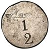 Image 1 : Cuba (Mayari), silver 1/2-real(?) token with MORALES Ho in box above 1 over 2 denomination, made fro