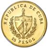 Image 2 : Cuba, gold piefort 25 pesos, 1988, Marti, very rare, NGC MS 68, ex-Rudman.