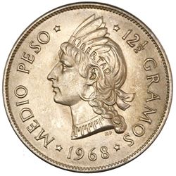 Dominican Republic, copper-nickel 1/2 peso, 1968, NGC MS 67, "top pop."
