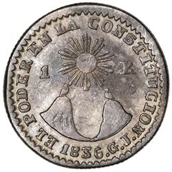 Quito, Ecuador, 1 real, 1836GJ.