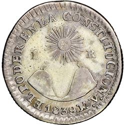 Quito, Ecuador, 1 real, 1839MV, NGC XF 45.