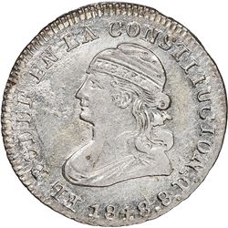 Quito, Ecuador, 1/2 real, 1848GJ, NGC MS 62.