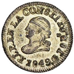 Quito, Ecuador, 1/4 real, 1849GJ, NGC MS 63, ex-Newman.