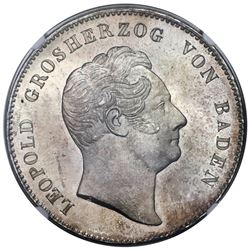 Baden (German States), 2 thaler / 3-1/2 gulden, Leopold I, 1852, very rare, MS 67, finest known in b
