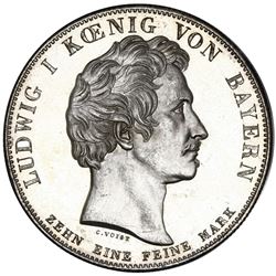 Bavaria (German States), taler, 1827, Ludwig I, Bavaria-Wurttemberg customs union, NGC MS 66 PL, fin