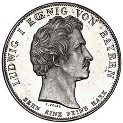 Bavaria (German States), taler, 1835, Ludwig I, Baden's entrance into customs union, NGC MS 62.