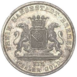 Bremen (German States), taler, 1871-B, Franco-Prussian War victory, NGC MS 64.