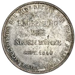 Frankfurt am Main (German States), 2 taler / 3-1/2 gulden, 1840, opening of the new mint, NGC XF 45.