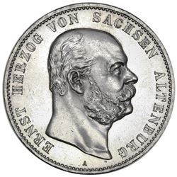 Saxe-Altenburg (German States), 5 mark, 1901-A, Ernst I, commemorating the duke's 75th birthday, rar