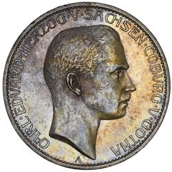 Saxe-Coburg-Gotha (German States), 5 mark, 1907-A, Carl Eduard, rare, NGC AU 58.