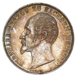 Saxe-Meiningen (German States), 2 taler, 1854, Bernhard, rare, NGC AU 58.