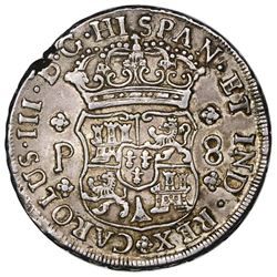 Guatemala, pillar 8 reales, Charles III, 1762P.